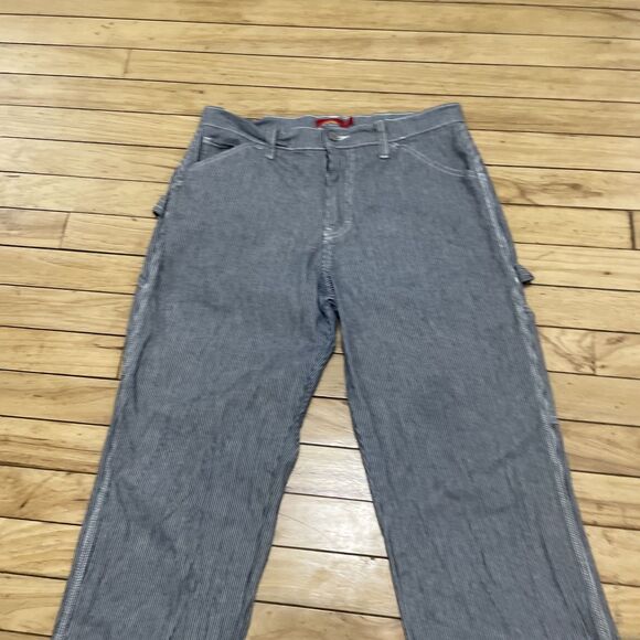 Dickies Hickory Stripe Carpenter Pants Women Juniors 5 27 Navy White Y2k Skate - Picture 3 of 16